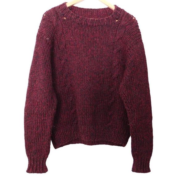 Hand Made Womens Sweater Mockneck Chunky knit Cable Size XL Wool Blend - Picture 1 of 5